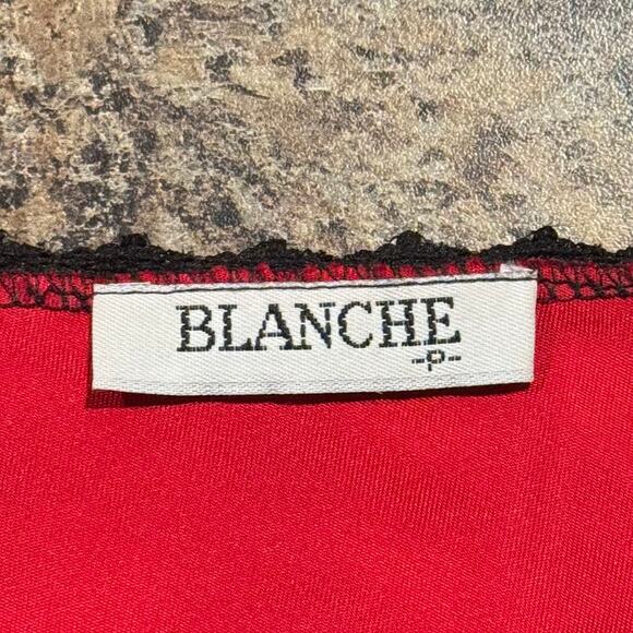 Vintage Blanche Slip Dress Lace Trim Romantic Coquette 50s 60s Sexy Red Black P - Picture 3 of 6